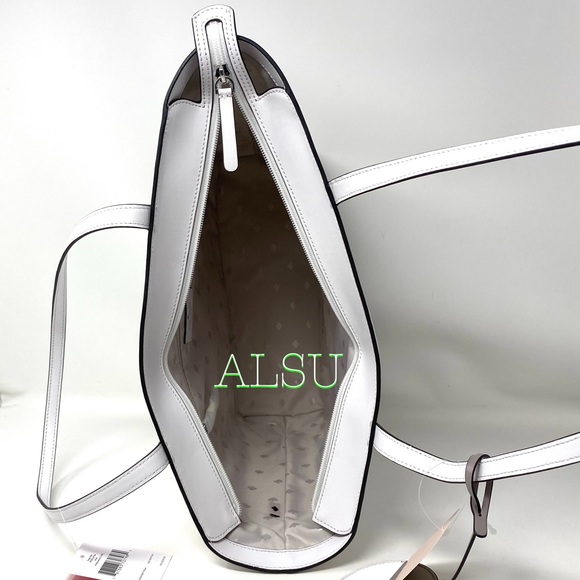 Kate ♠️ Spade Briel Large Tote Leather White Grey - Picture 8 of 10